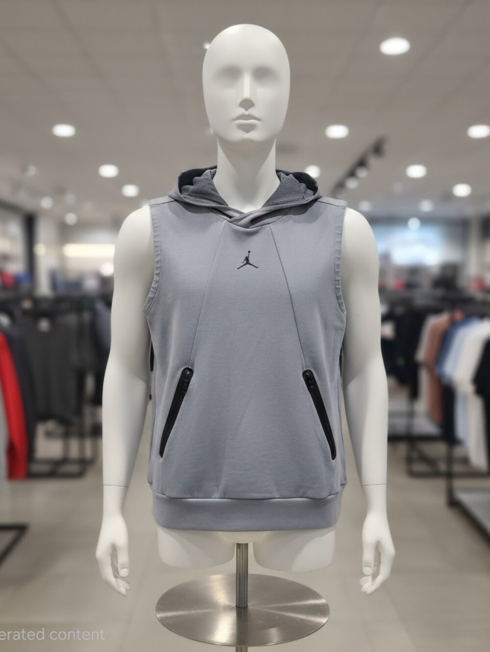 Jordan Men's Light Gray Sleeveless Zip Hoodie, Don't miss out!!